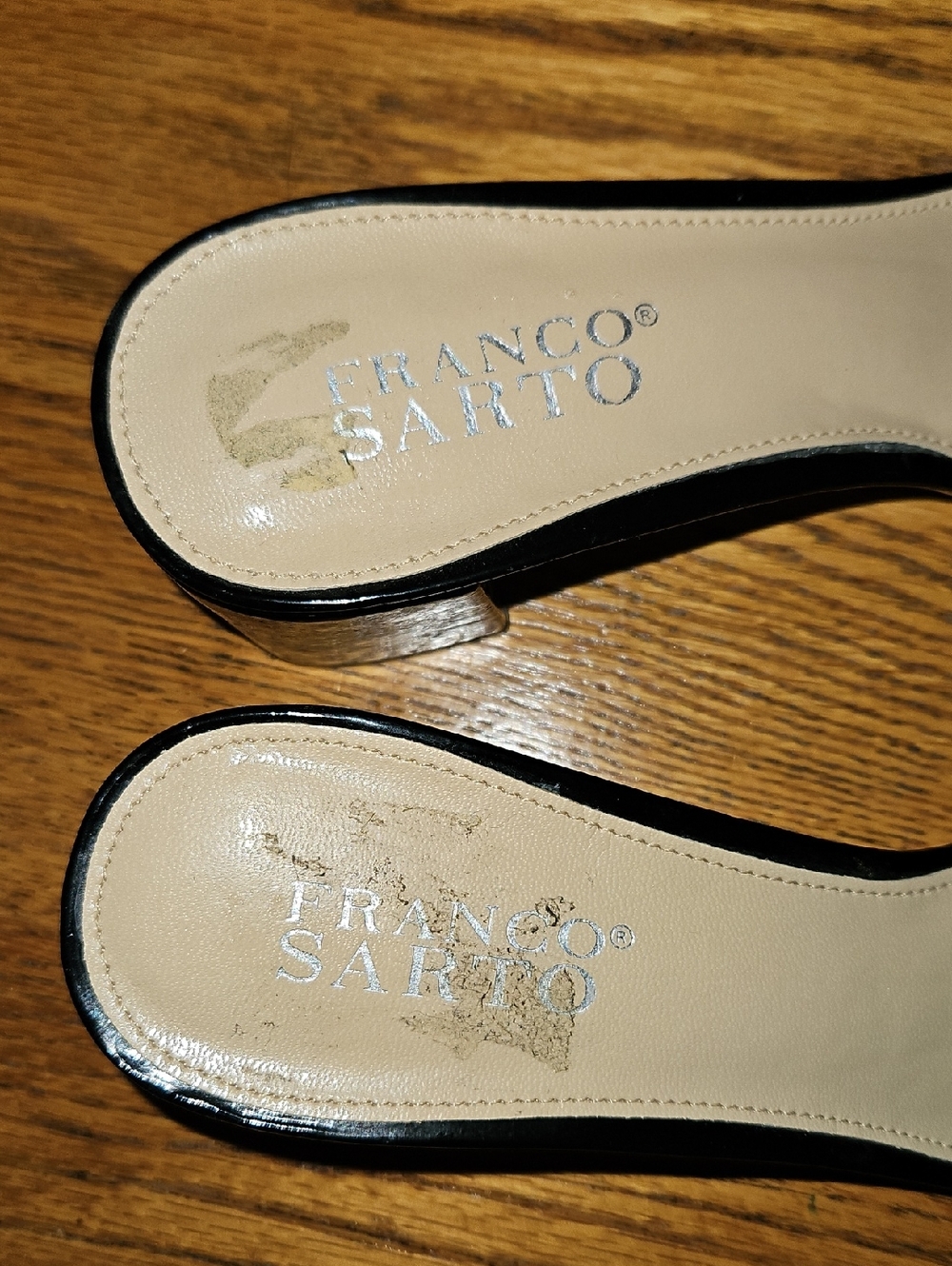 Franco Sarto Black and Beige Buckle Mule Sandals NWOT - Picture 3 of 9